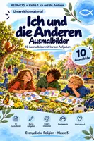Vorschau - Mal- und Bastelvorlagen - RELIGIO 5 | Ich und die Anderen – 10 Ausmalbilder mit Aufgaben - Deckblatt