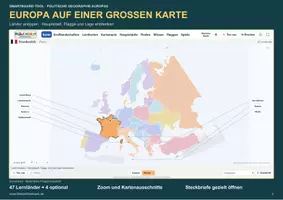 Vorschau - Arbeitsblätter - 🌍 Politische Geographie Europas – Smartboard-Tool mit Ländern, Hauptstädten, Flaggen und Druckgenerator 🖨️ - Seite 1