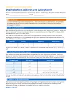 Vorschau - Arbeitsblätter - Dezimalzahlen addieren & subtrahieren - Seite 1
