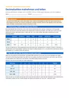 Vorschau - Arbeitsblätter - Dezimalzahlen multiplizieren & dividieren - Seite 1