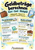 Vorschau - Merkblätter - Geldbeträge berechnen - Euro, Cent und Rückgeld | Mathematik | Klasse 1–4 - Deckblatt