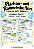 Vorschau - Merkblätter - Flächen- und Raumeinheiten - Quadrate, Würfel und Einheiten umrechnen | Mathematik | Klasse 5–7 - Deckblatt
