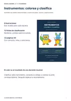 Vista previa - Hojas de trabajo - Familias de instrumentos: colorea y clasifica 3º-4º - página 1