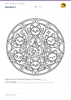 Vorschau - Mal- und Bastelvorlagen - Halloween Mandala: 12 Ausmalbilder in 3 Stufen | Kunst Klasse 1–4 - Seite 2