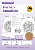 Vorschau - Mal- und Bastelvorlagen - Herbst Mandala: 12 Ausmalbilder in 3 Stufen | Kunst Klasse 1–4 - Deckblatt