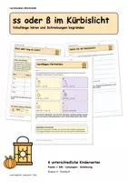 Vorschau - Arbeitsblätter - ss oder ß im Kürbislicht – Halloween | Deutsch | Klasse 4 - Deckblatt