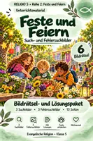 Vorschau - Arbeitsblätter - RELIGIO 5 | Feste und Feiern – 6 Such- und Fehlersuchbilder mit Lösungen - Deckblatt