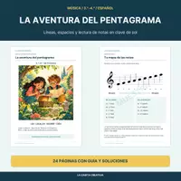 Vista previa - Hojas de trabajo - Notas en clave de sol: lectura y juegos 3º-4º - Portada