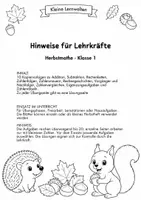 Vorschau - Arbeitsblätter - Herbstmathe Klasse 1 – 10 Arbeitsblätter mit Lösungen | Zahlenraum bis 20 - Seite 1