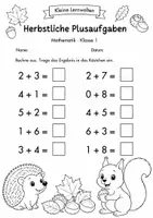 Vorschau - Arbeitsblätter - Herbstmathe Klasse 1 – 10 Arbeitsblätter mit Lösungen | Zahlenraum bis 20 - Seite 2