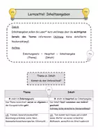 Vorschau - Arbeitsblätter - Inhaltsangabe Übersicht und Lernzettel - Seite 1