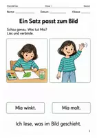 Vorschau - Arbeitsblätter - Erste Sätze verstehen – 5 Arbeitshefte – Klasse 1 - Seite 1