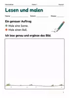 Vorschau - Arbeitsblätter - Lesen und malen – Arbeitsheft Klasse 1 - Deckblatt