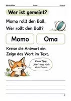 Vorschau - Arbeitsblätter - Fragen zum Text – Arbeitsheft Klasse 1 - Seite 1