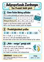 Vorschau - Merkblätter - Antiproportionale Zuordnungen - Produktgleichheit und entgegengesetzte Rechenschritte | Mathematik | Klasse 7–8 - Seite 1