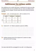 Aperçu - Feuilles d'exercices - Additionner les décimaux livret 6e - Page 1