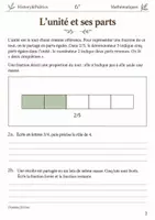 Aperçu - Feuilles d'exercices - Nommer les fractions livret d’exercices 6e - Page 1