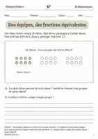 Aperçu - Feuilles d'exercices - Fractions équivalentes livret d’exercices 6e - Page de couverture