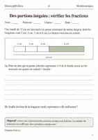 Aperçu - Feuilles d'exercices - Fractions et parts inégales livret 6e - Page de couverture