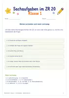 Vorschau - Arbeitsblätter - Sachaufgaben/Textaufgaben - Klasse 1 mit Lösungen - Seite 1