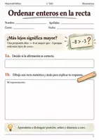 Vista previa - Hojas de trabajo - Ordenar enteros en la recta. Cuaderno 1.º ESO - Portada