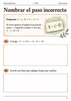 Vista previa - Hojas de trabajo - Corregir operaciones con signos. Cuaderno 1.º ESO - página 2