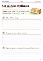 Vista previa - Hojas de trabajo - Sumar decimales con masas de fruta. Cuaderno 1.º ESO - página 2
