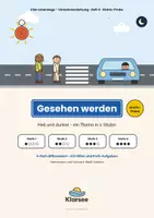 Vorschau - Arbeitsblätter - Verkehrserziehung gratis: Hell und dunkel - gesehen werden im Dunkeln | 4-fach differenziert | 4 Arbeitsblätter & Licht-Versuch | Klasse 1-4, Grundschule, Förderschule, Inklusion - Deckblatt