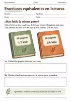 Vista previa - Hojas de trabajo - Fracciones equivalentes en lecturas. Cuaderno 1.º ESO - Portada