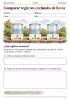 Vista previa - Hojas de trabajo - Comparar registros decimales de lluvia. Cuaderno 1.º ESO - Portada