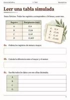 Vista previa - Hojas de trabajo - Comparar registros decimales de lluvia. Cuaderno 1.º ESO - página 3