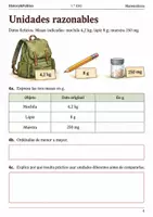 Vista previa - Hojas de trabajo - Medir masas con la unidad adecuada. Cuaderno 1.º ESO - página 3