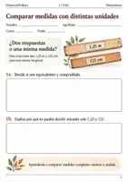 Vista previa - Hojas de trabajo - Comparar medidas con distintas unidades. Cuaderno 1.º ESO - Portada