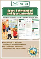Vorschau - Unterrichtsreihen - Sport, Schwimmbad und Sportunterricht – DaZ in drei Niveaus A1, A2, B1 | Kommandos, Baderegeln, Fair Play, Verletzung melden | Klasse 5–10 - Deckblatt