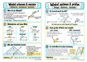 Vorschau - Merkblätter - Spickzettel – Winkel messen & konstruieren: Winkelarten, Geodreieck und Zeichnen | Mathematik | Klasse 5–6 - Seite 3