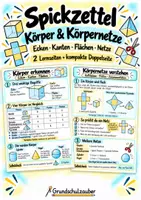 Vorschau - Merkblätter - Spickzettel - Körper & Körpernetze: Ecken, Kanten, Flächen und Netze | Mathematik | Klasse 5–6 - Deckblatt