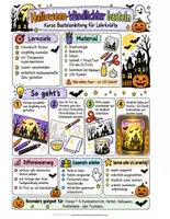Vorschau - Mal- und Bastelvorlagen - Halloween-Windlichter basteln | Ausmalvorlagen mit Öl-Trick – Klasse 1–4 #spookysurprise - Seite 1