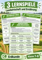 Vorschau - Arbeitsblätter - Landwirtschaft & Ernährung – 3 Lernspiele Erdkunde Klasse 7–8 - Deckblatt