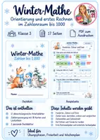 Vorschau - Arbeitsblätter - Winter-Mathe Zahlen bis 1000 Orientierung und erstes Rechnen im Zahlenraum 1000 & Zahelnspaziergang - Deckblatt