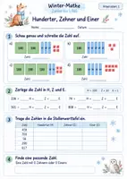 Vorschau - Arbeitsblätter - Winter-Mathe Zahlen bis 1000 Orientierung und erstes Rechnen im Zahlenraum 1000 & Zahelnspaziergang - Seite 3