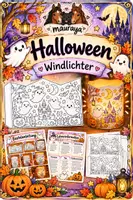 Vorschau - Mal- und Bastelvorlagen - Einfache Halloween Windlichter / Ausmalen und Basteln / Klasse 1 / Klasse 2 - Deckblatt