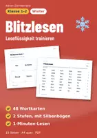 Vorschau - Arbeitsblätter - Blitzlesen Winter | Klasse 1–2 | 48 Wortkarten mit Silbenbögen | Leseflüssigkeit trainieren - Deckblatt