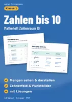 Vorschau - Arbeitsblätter - Zahlen bis 10 Klasse 1 | Matheheft Zahlenraum 10 | Mengen sehen, darstellen, erklären - Deckblatt