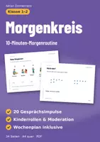 Vorschau - Präsentationen/Tafelbilder - Morgenkreis Klasse 1–2 | 10-Minuten-Morgenroutine mit Kinderrollen | Ritual zum Tagesstart - Deckblatt