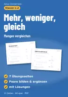 Vorschau - Unterrichtsreihen - Mengen vergleichen Klasse 1–2 | Mehr, weniger, gleich viele | Mathe - Deckblatt