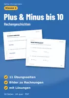 Vorschau - Unterrichtsreihen - Plus und Minus bis 10 | Rechengeschichten Klasse 1 | Addition und Subtraktion - Deckblatt