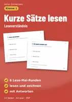Vorschau - Unterrichtsreihen - Leseverständnis Klasse 1 | Kurze Sätze lesen und verstehen | Lesetraining - Deckblatt