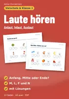 Vorschau - Arbeitsblätter - Anlaut, Inlaut, Auslaut | Laute hören Vorschule & Klasse 1 | Hörübung - Deckblatt