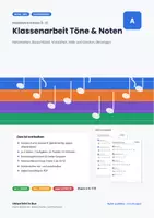Vorschau - Test - Klassenarbeit Töne & Noten (Gr. A/B) - Deckblatt