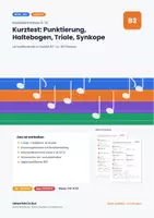 Vorschau - Test - Kurztest Punktierung, Triole, Synkope - Deckblatt